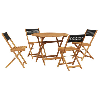Set De Comedor Jardín 5 Pzas Polipropileno Madera Maciza Negro / Vetonek_2