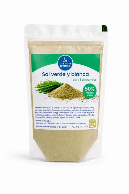 Sal Verde Y Blanca | Salicornia Y Sal Marina Virgen Bio | 50% Menos Sodio (100 Gramos)_0