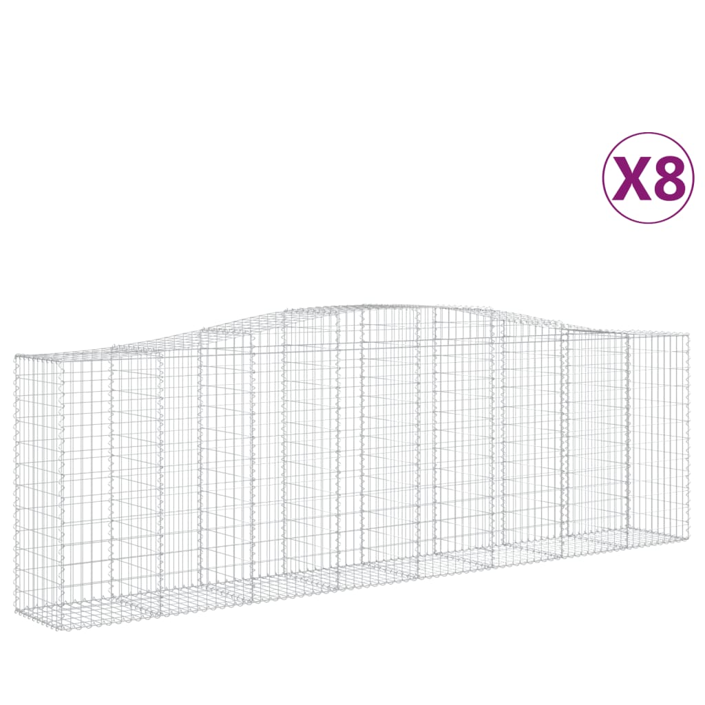 Cestas De Gaviones 8 Uds Forma De Arco Hierro 400x50x120/140 Cm_0