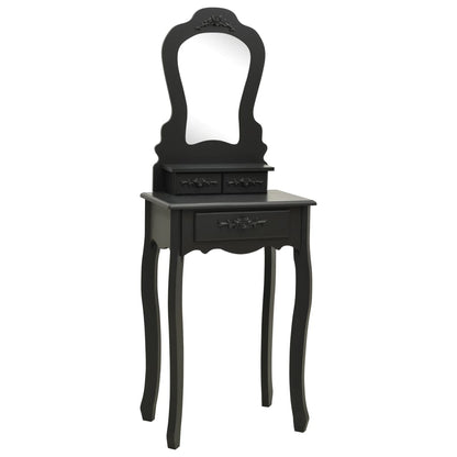 Juego De Tocador Y Taburete Madera Paulownia Negro 50x59x136 Cm_1