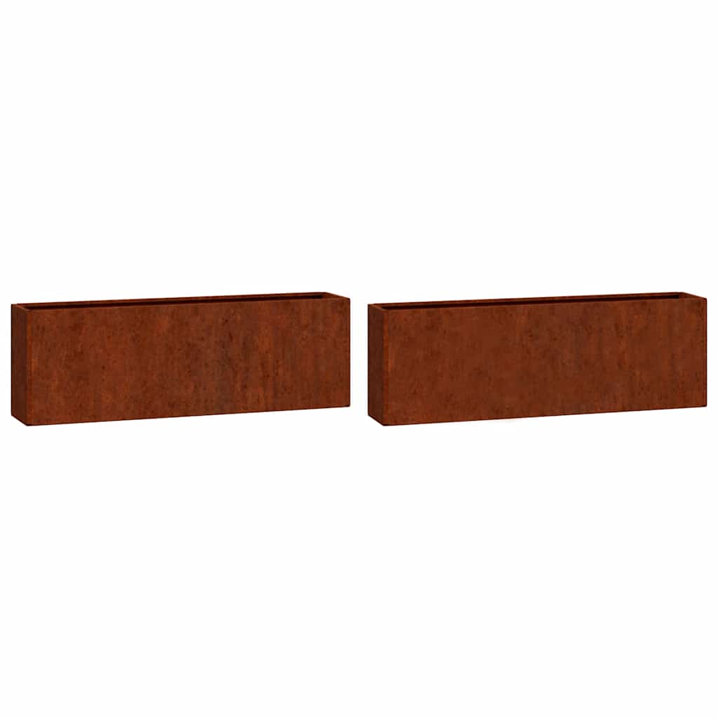 Jardineras De Pared 2 Uds Acero Corten Oxidado 53x10x17 Cm_0