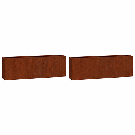 Jardineras De Pared 2 Uds Acero Corten Oxidado 53x10x17 Cm_0