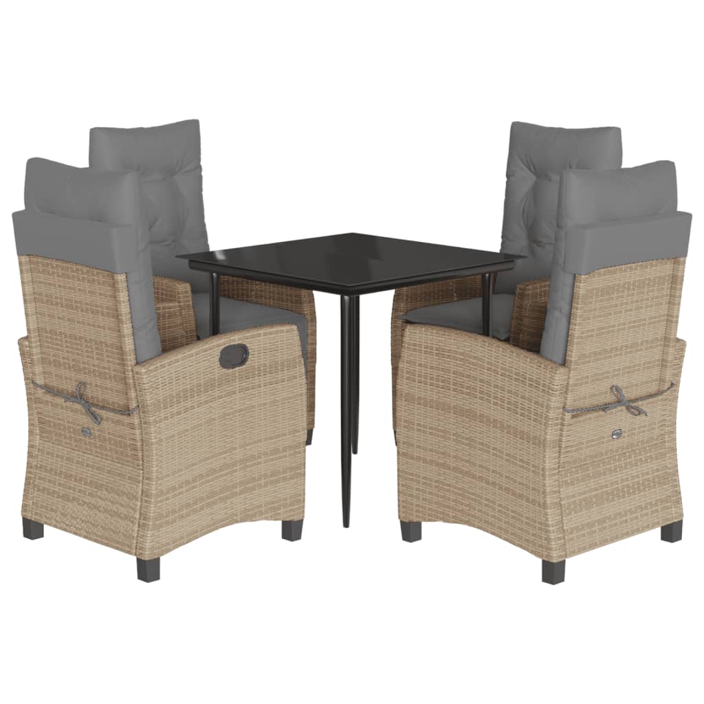 Set Comedor De Jardín 5 Pzas Con Cojines Ratán Sintético Beige / Vetonek_0