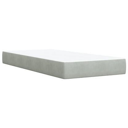 Cama Box Spring Con Colchón Terciopelo Gris Claro 90x190 Cm / Vetonek_4