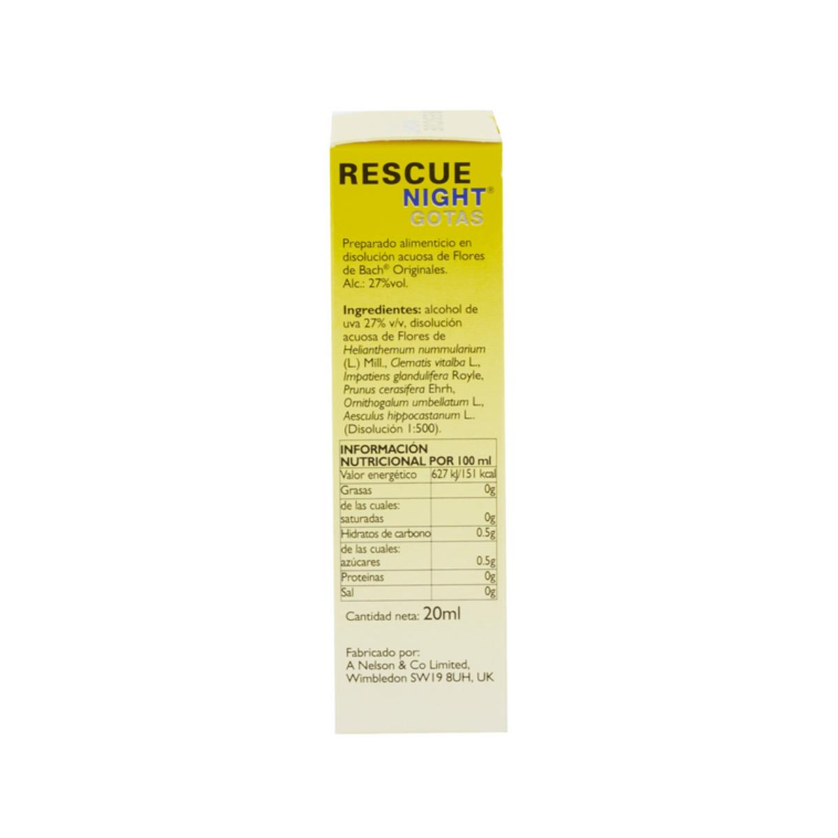 Gotas Noturnas Rescue, 20 ml. Bach Rescue