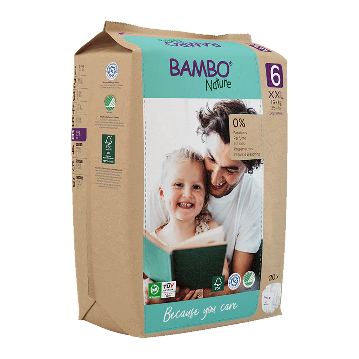 Fraldas Bambo Nature Baby Tamanho 6-16+kg (Embalagem de 6 x 20 unidades)