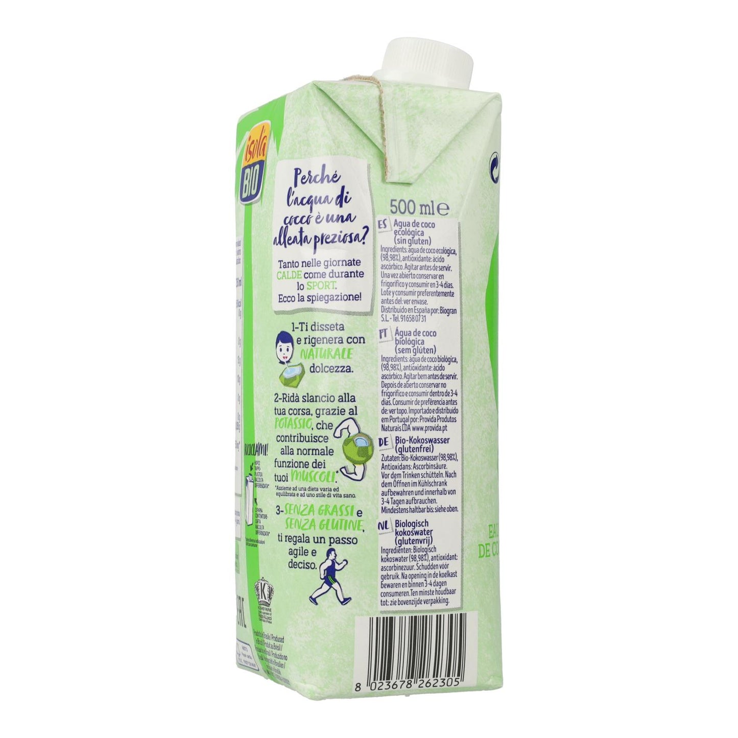 Embalagem de 6 Água de Coco Biológica Isola Bio 500 ml