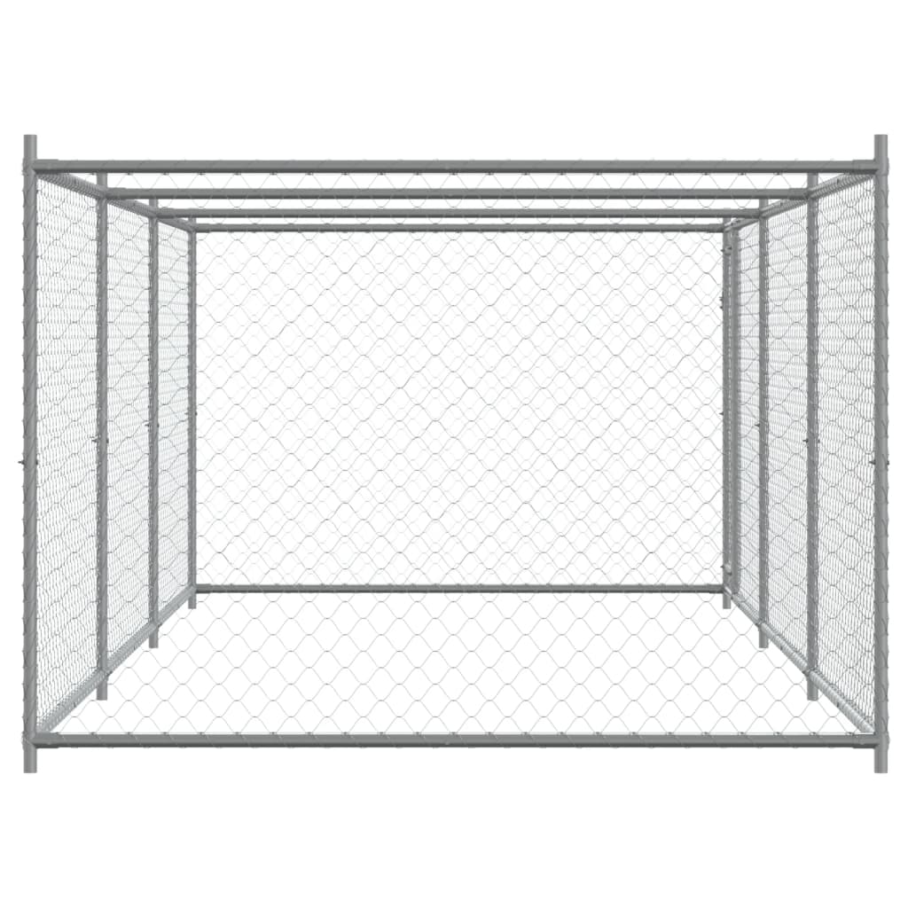 Jaula De Perros Con Puerta Acero Galvanizado Gris 6x2x1,5 M_4