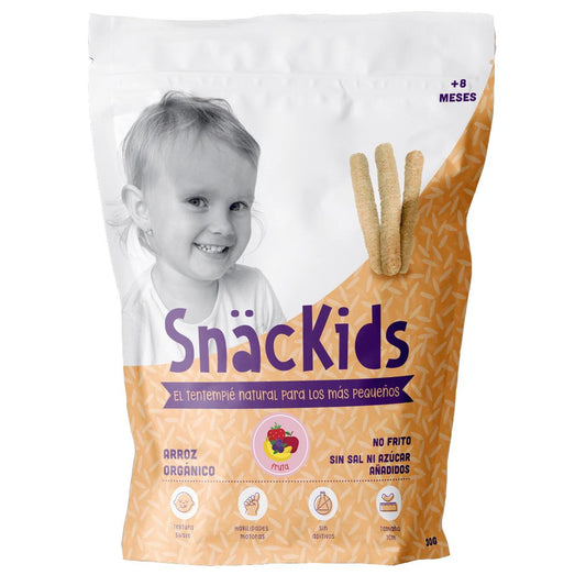 Lanche biológico para bebé +8 meses Arroz e Palitos de Fruta