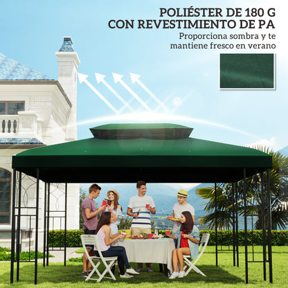 Outsunny Techo De Repuesto Para Cenador 4x3 M Con Techo Doble Anti-uv Verde_5