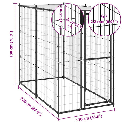Perrera De Exterior De Acero Con Techo 110x220x180 Cm_5