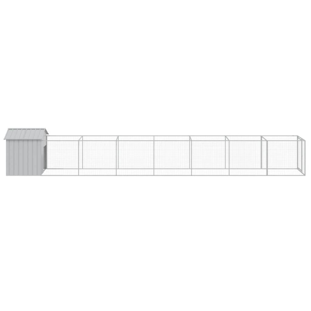 Vidaxl Caseta Perros Tejado Acero Galvanizado Gris Claro 117x813x123cm_3