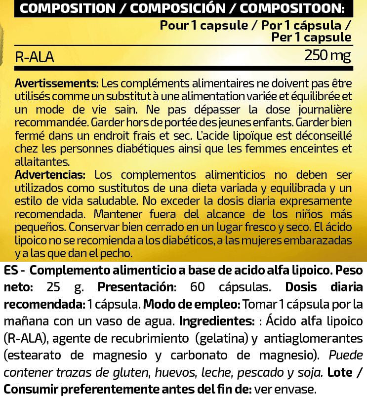 R-ala 250mg - 60 Cápsulas - Acido Alfa Lipoico - Io.genix_5