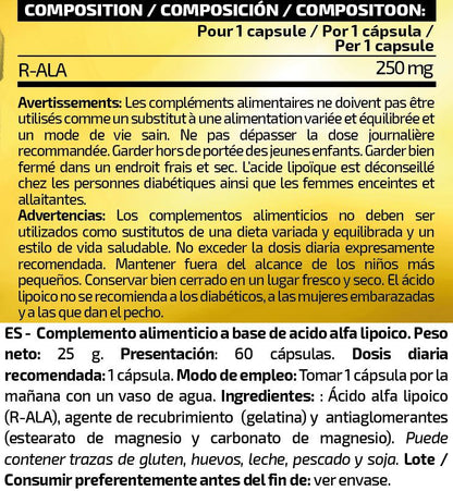 R-ala 250mg - 60 Cápsulas - Acido Alfa Lipoico - Io.genix_5