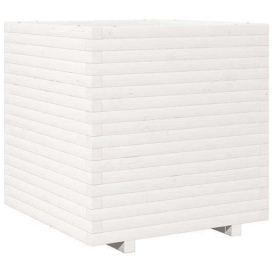 Jardinera De Madera Maciza De Pino Blanca 70x70x72 Cm_0