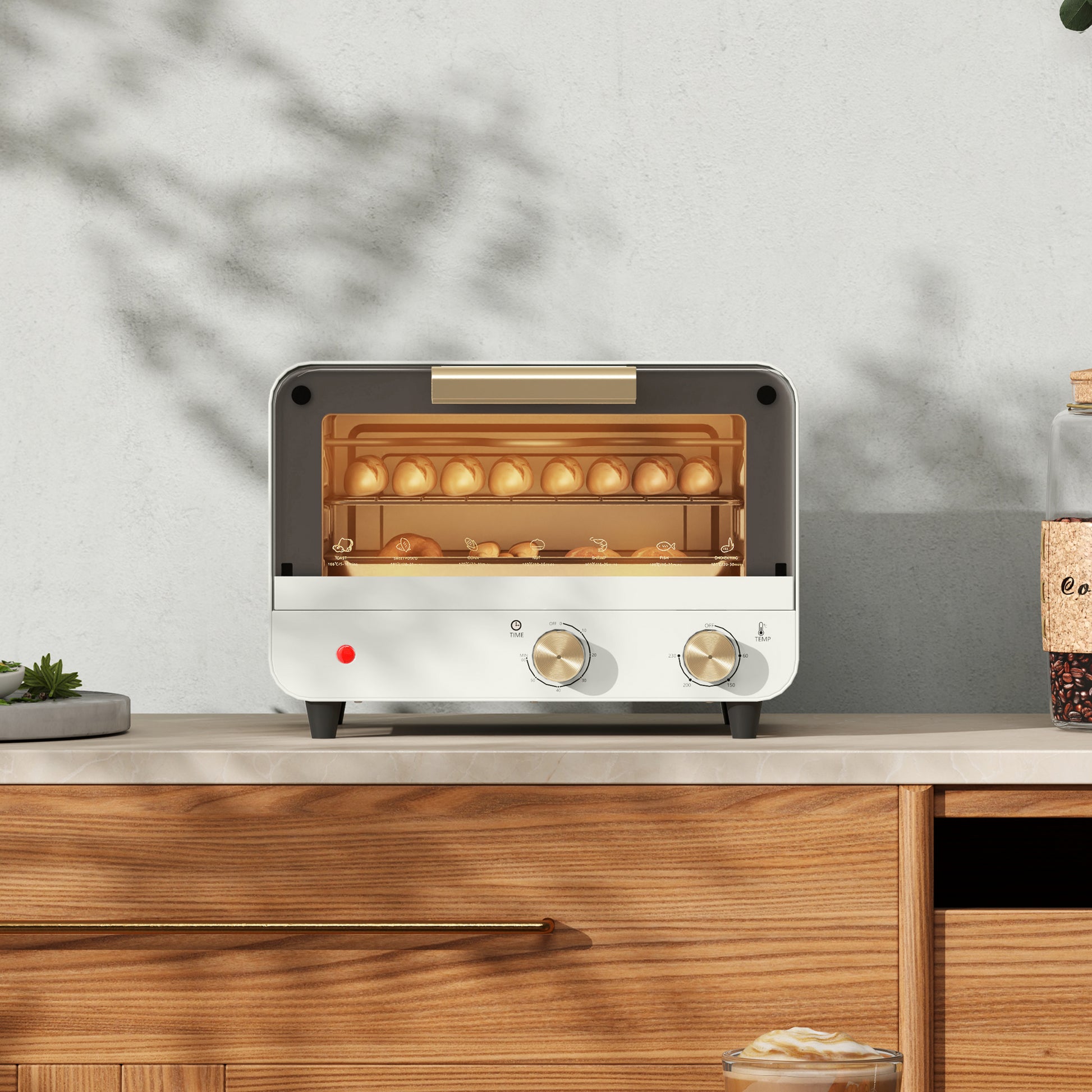 Homcom Horno Eléctrico De Sobremesa 12l 750w Con Puerta De Vidrio Blanco_4