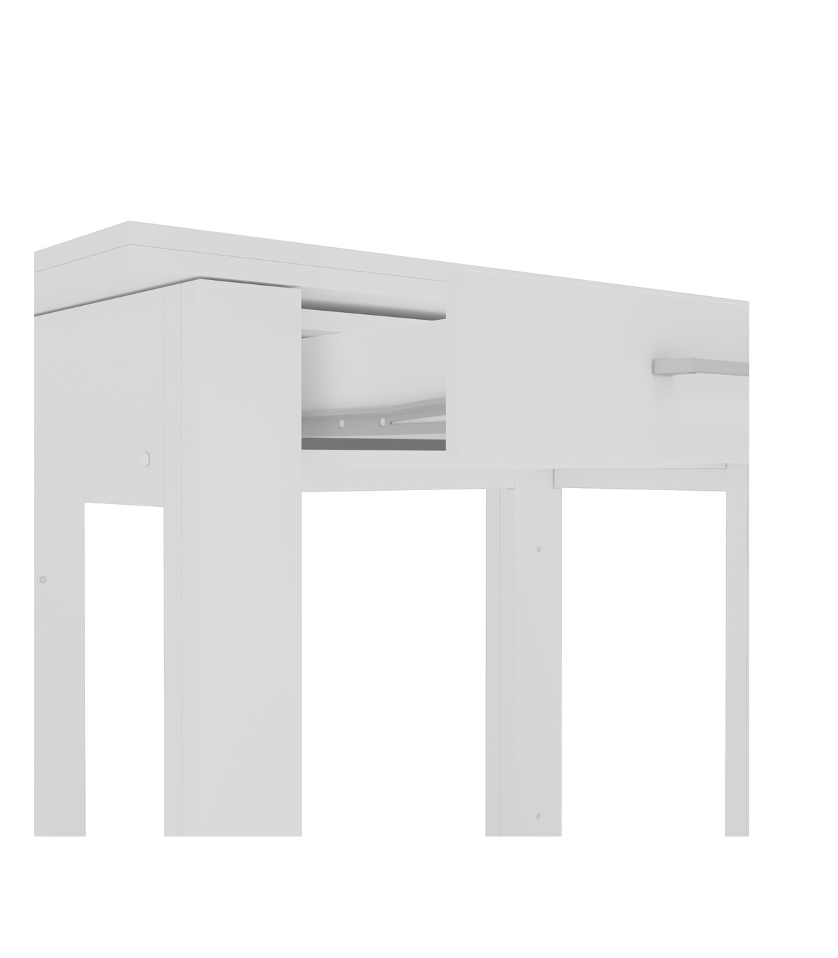 Mesa Para Cocina, Comedor Abatible 2 Cajones Md-bety Acabado Cristal Blanco, 110cm(ancho)_3