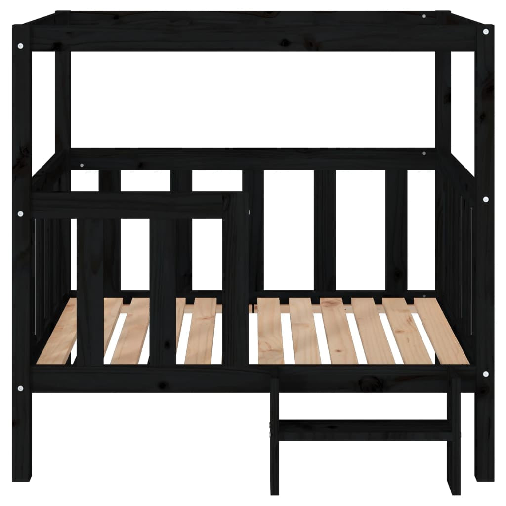 Vidaxl Cama Para Perros Madera Maciza De Pino Negro 105,5x83,5x100 Cm_4