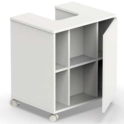 Mueble Baño Bajo Lavabo Pie Armario Auxiliar Para Lavabos Con /sin Pedestal 64x59x45 Almacenaje, Briebe, Esencia, Blanco_2