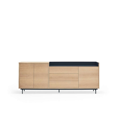 Mueble Aparador Para Comedor Modelo Valley 3 Puertas 3 Cajones Acabado Roble/azul Oscuro,_0