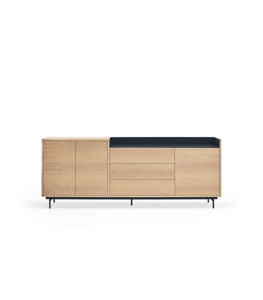 Mueble Aparador Para Comedor Modelo Valley 3 Puertas 3 Cajones Acabado Roble/azul Oscuro,_0