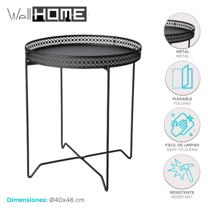 Well Home Mesa Redonda En Metal Color Negro Ø40cm_1