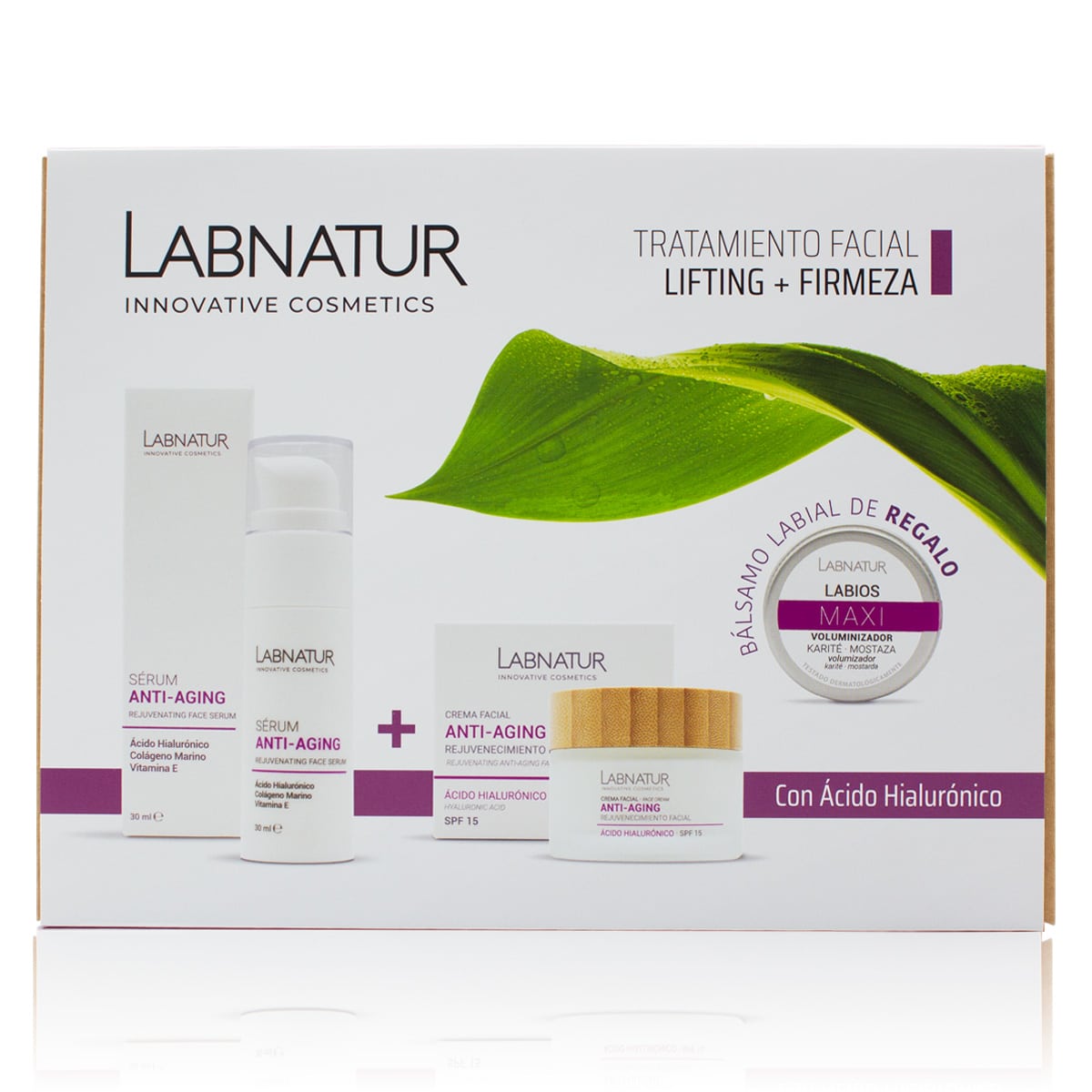 Labnatur Pack Lifting Firmeza | Ácido Hialurónico | Crema Sérum Antiarrugas + Bálsamo Voluminizador Regalo | Natural_0