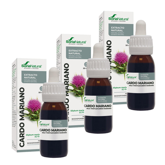 Embalagem de 3 Extratos de Cardo Mariano Soria Natural, 50 ml