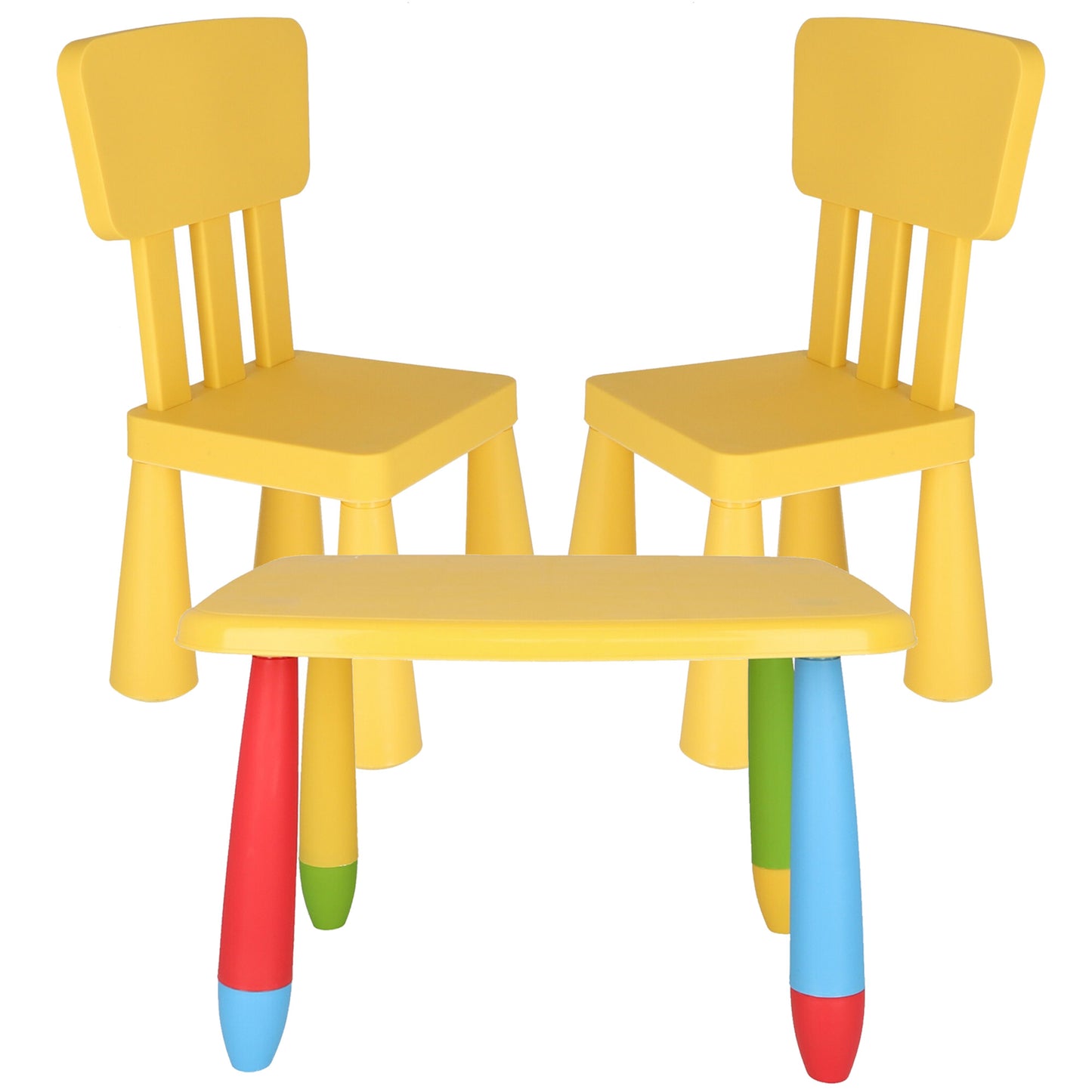Mesita Infantil Rectangular Amarilla, Y 2 Sillas_0