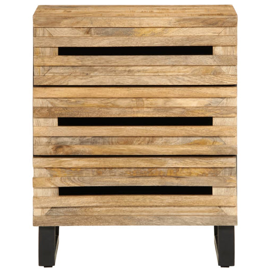 Mesita De Noche De Madera Maciza De Mango Rugosa 50x34x62 Cm_0