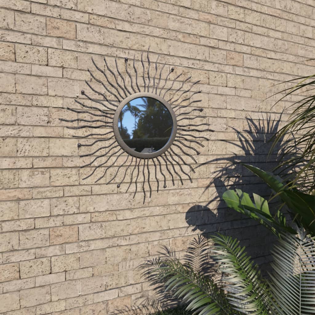 Vidaxl Espejo De Pared De Jardín Con Forma De Sol 60 Cm Negro_1