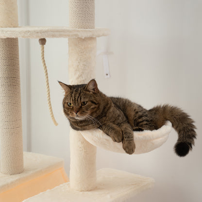 Pawhut Árbol Para Gatos De Suelo A Techo Con Altura Ajustable 225-255 Cm Beige_4