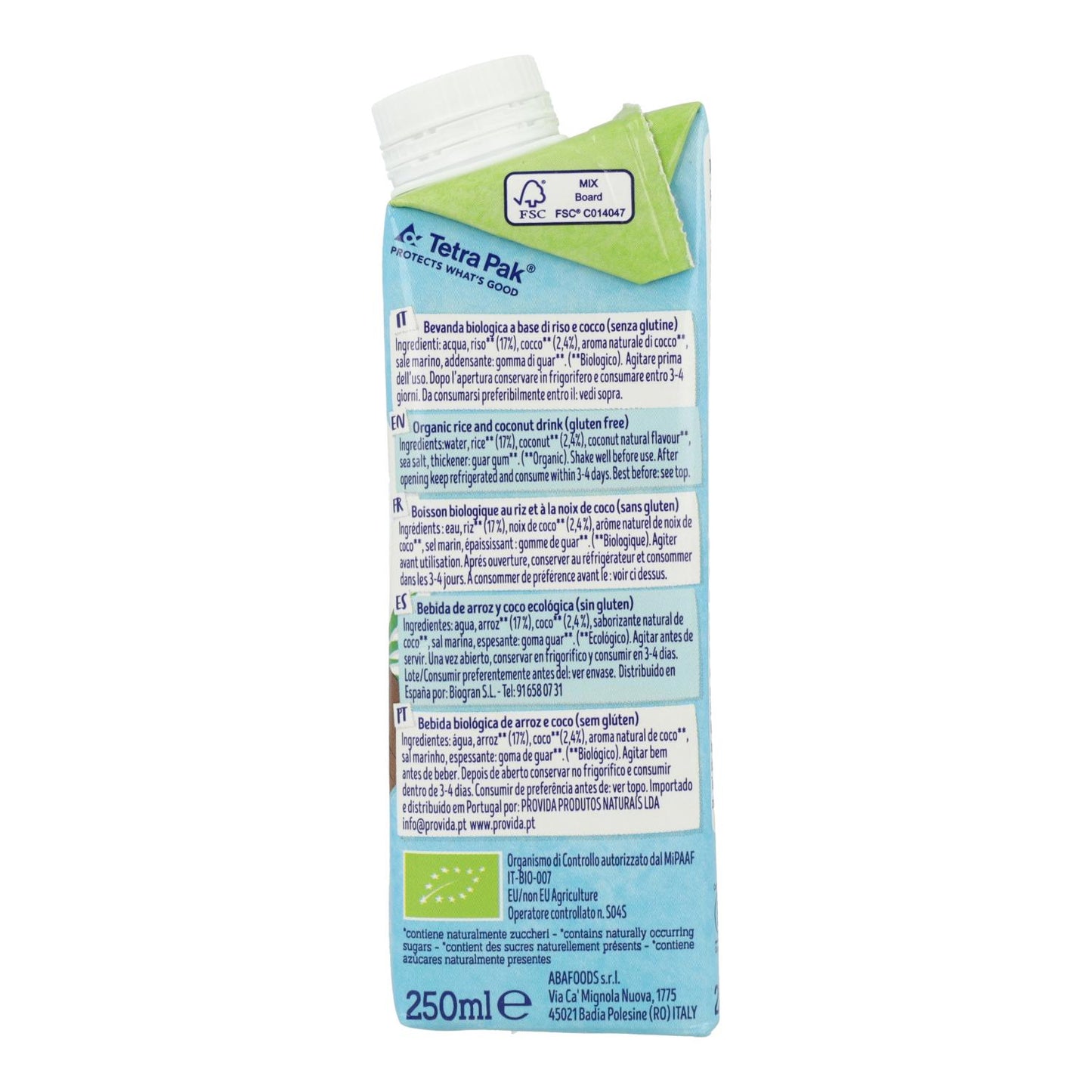 Embalagem de 24 Bebidas Bio Isola Biológica e Coco 250 ml 