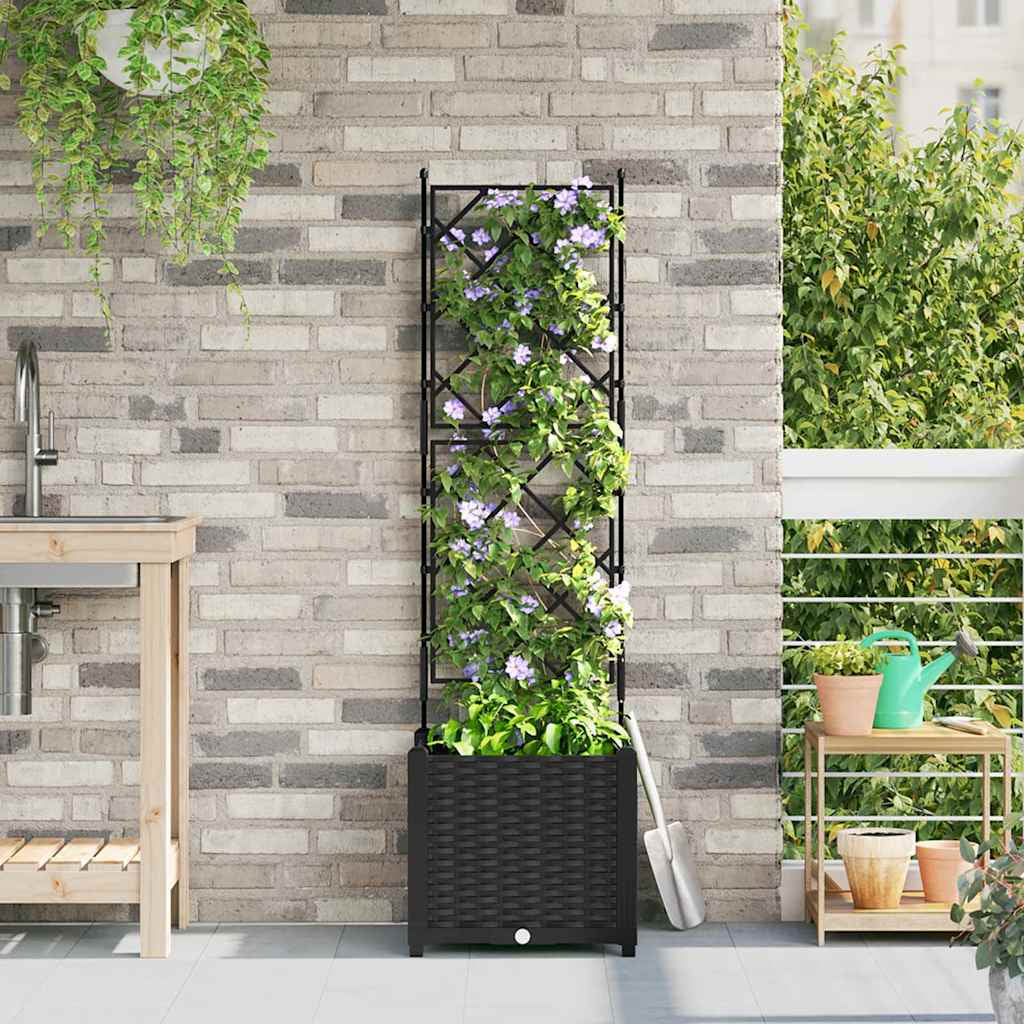 Vidaxl Maceta De Jardín Con Enrejado Negro 40 X 40 X 143 Cm Pp_1