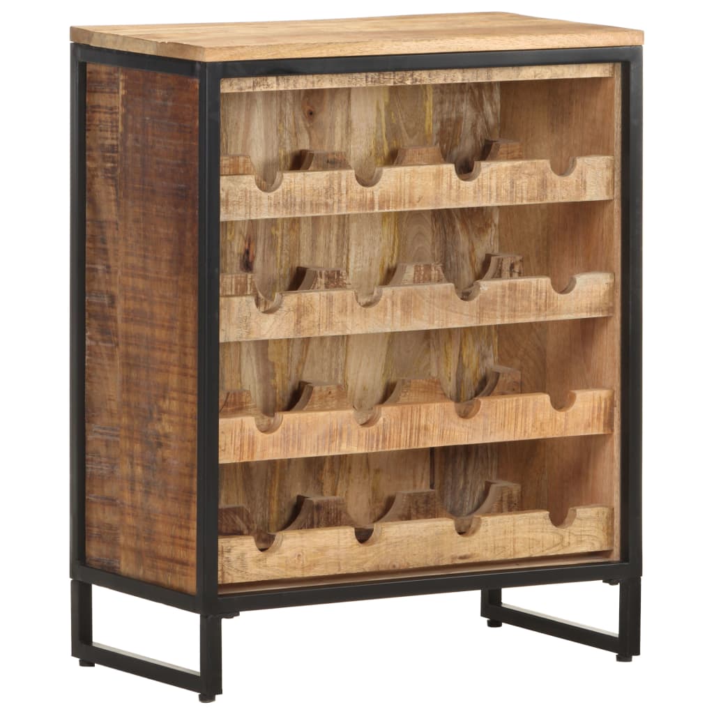 Botellero De Madera Maciza De Mango Rugosa 62x33x78,5 Cm_0