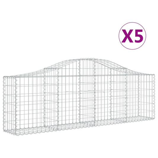 Cestas De Gaviones 5 Uds Forma De Arco Hierro 200x30x60/80 Cm_0