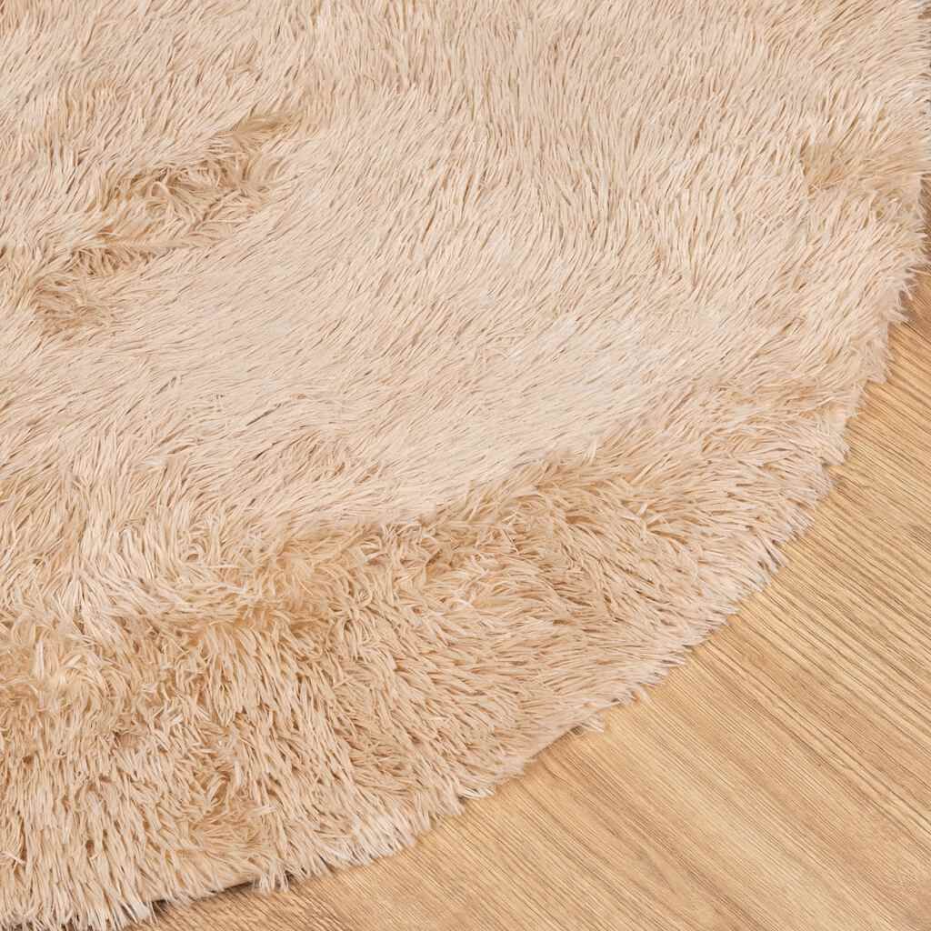 Vidaxl Alfombra Peluda De Pelo Largo Navarra Beige 120x120cm Poliéster_3