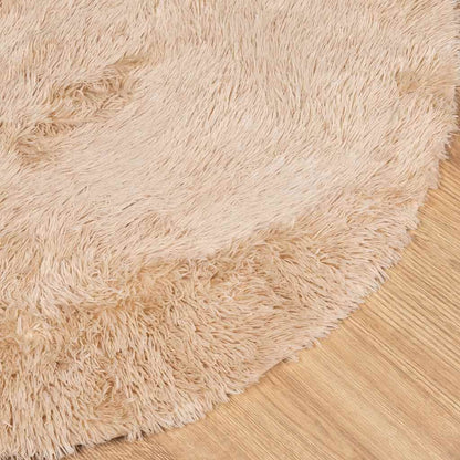 Vidaxl Alfombra Peluda De Pelo Largo Navarra Beige 120x120cm Poliéster_3