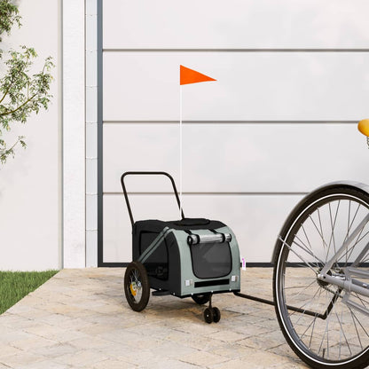 Remolque De Bicicleta Mascotas Hierro Tela Oxford Gris Negro_1