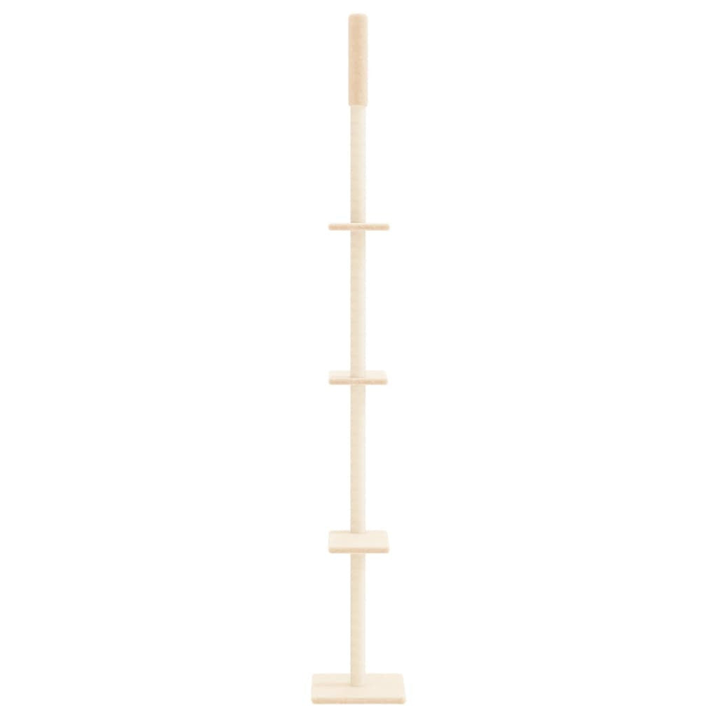 Vidaxl Árbol Rascador Para Gatos De Suelo A Techo Crema 267,5-297,5 Cm_3