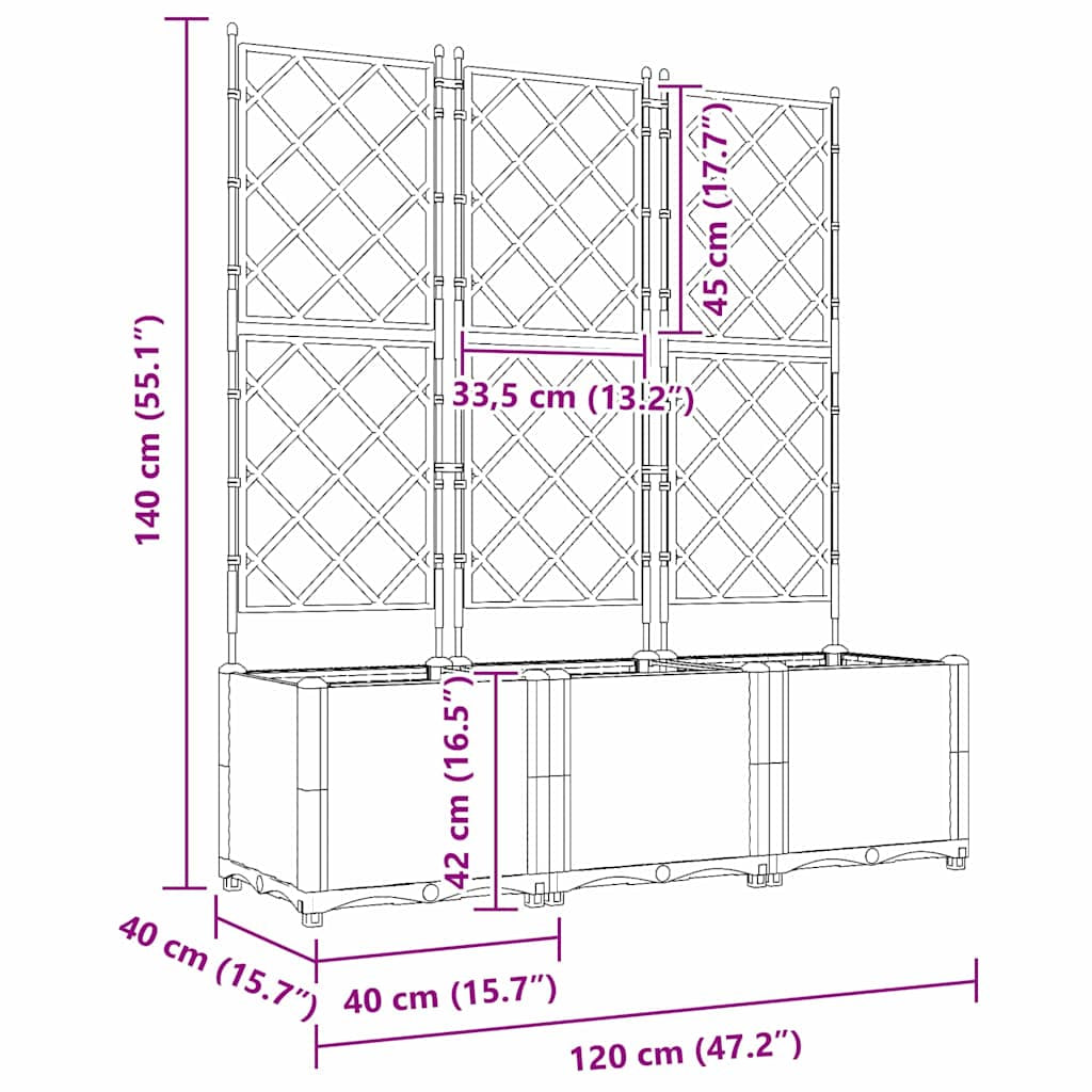 Vidaxl Maceta De Jardín Con Enrejado 3 Pcs Gris Claro_2