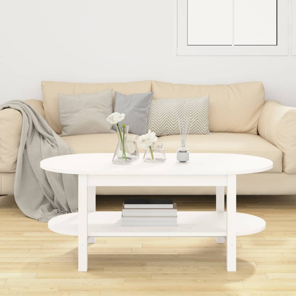 Mesa De Centro De Madera Maciza De Pino Blanco 110x55x45 Cm_1