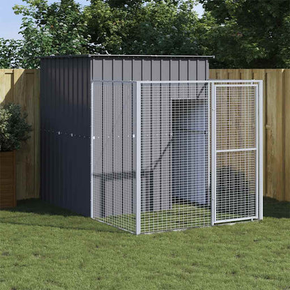 Caseta Perros Con Corral Acero Galvanizado Gris 165x251x181 Cm_1