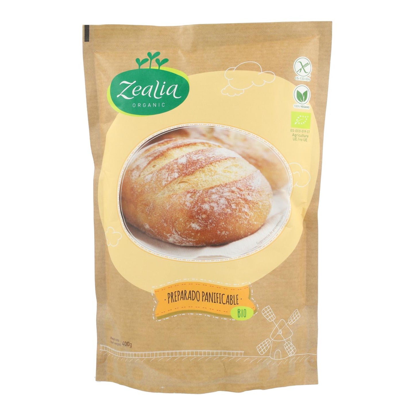 Mistura de farinha para pão sem glúten biológica Zealia 500 g 