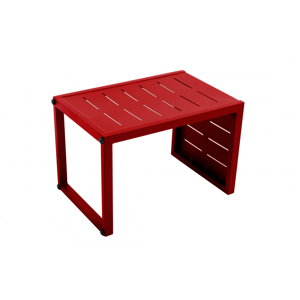 Mesa Auxiliar, Mesa De Jardín Multiposiciones Aluminio Rojo 36x36xh55cm- Mobiliario De Jardín_0