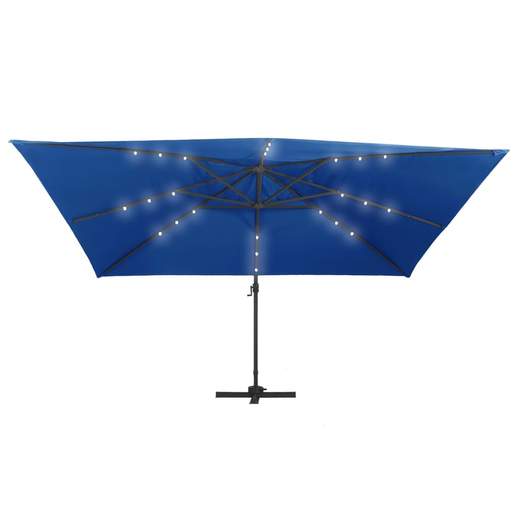 Vidaxl Sombrilla Voladiza Luces Led Y Poste Aluminio Azul Azure 4x3 M_3