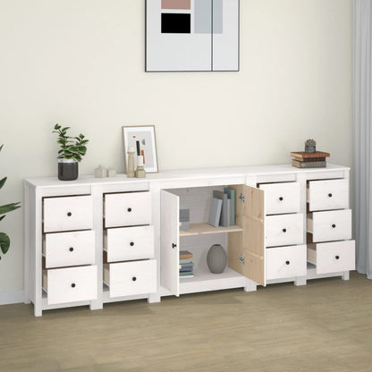 Aparador De Madera Maciza De Pino Blanco 230 X 35 X 80 Cm_2