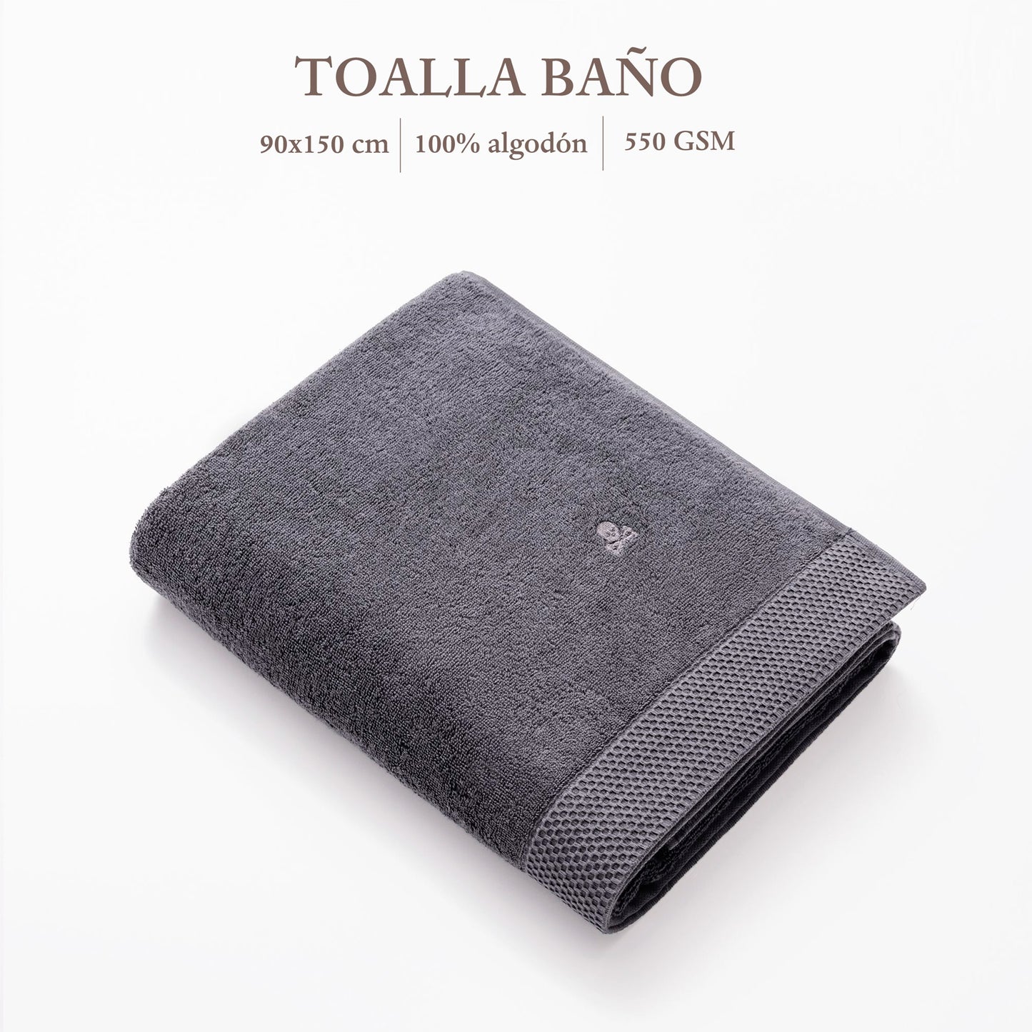 Toalla De Baño 90x150cm 100% Algodón 550gsm Gris Oscuro Logo Bordado Scalpers Home_1