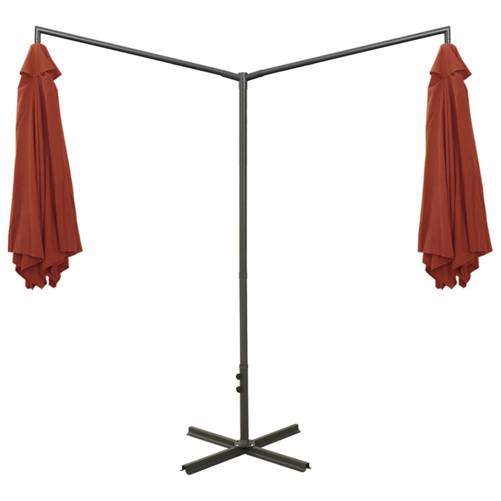Vidaxl Sombrilla Doble De Jardín Con Palo De Acero Terracota 600 Cm_3