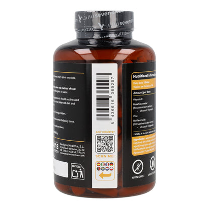 Vitamina C con Zinc Bioflavonoides y Rosa Mosqueta Sevens Nutrition 180 cápsulas